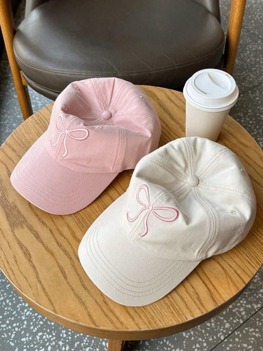 1pc Kpop Y2K Style Blokeffe-Blokecore+Coqette Bowknot Embroidered Baseball Cap Adjustable Dad Hats Cute Sweet Style Versatile Sunshade Peaked Hat Distressed Denim Sports Baseball Cap, Vintage Letter Embroidery Sun Protection Outdoor Fashion Dad Hat Trucker Cap For Women Girls - Multicolor - View 1