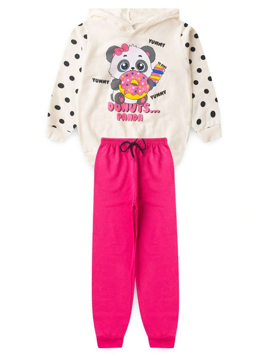 Conjunto Infantil Feminino Moletom Peluciado Menina 2 Ao 14 Anos Conjunto Menina - Pronta Entrega - Champanhe - Visão 1