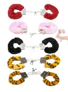 Multi-Colored Women's And Men's Costume Props Fake Handcuffs And Keys, Suitable For Halloween Party Pranks, Cosplay Character Props