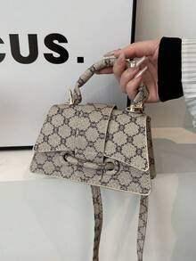 Mini Handbag, Minimalist Exotic Style Tote Bag, Versatile Fashion Shoulder & Crossbody Bag, Presbycrime Women Purse - Khaki - View 4