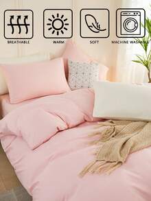 2 件/套浅粉色优质拉绒超细纤维信封枕套套装，柔软透气枕套，无填充豪华，超柔软透气，无填充物，可机洗，送给朋友和旅行的好礼物 带信封封口的冷却枕套，豪华床枕套，超柔软酒店枕头保护套，适合标准大号床特大号双人床背部学校宿舍床上用品 - 淺粉色 - 查看 3