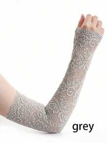 1 双女士时尚简约长款蕾丝袖套，透气轻薄袖套，新娘袖套，派对袖套，服装配饰