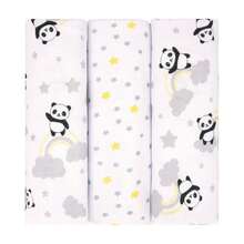 Bublim Petit Flannel Blanket Kit 3 Units Giraffe Panda Bear Rainbow Incomfral 50x80cm - Grey - View 1