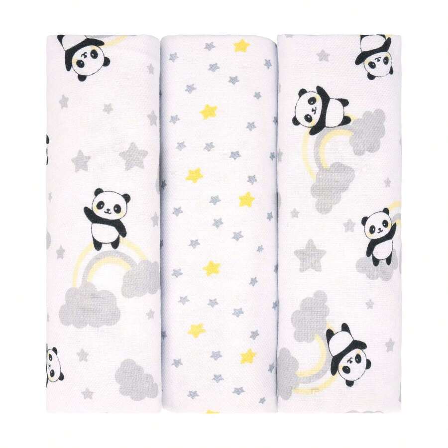 Bublim Petit Flannel Blanket Kit 3 Units Giraffe Panda Bear Rainbow Incomfral 50x80cm - Grey - View 1