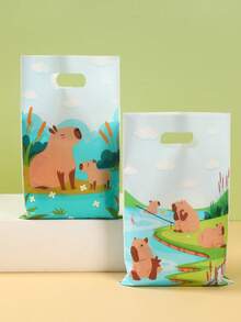 10/25Pcs Capybara Theme Gift Bag,Beaver Gift Wrapping Bag,Tote Bag,Gift Packaging Bag,Storage Bag,Capybara Party Favor Bag,Wedding Supplies,Bridal Shower Favors,Babyshower Decor,Gender Reveal Party Supplies,Birthday Party Favors,Holiday Celebrations Supplies, Event Accessories - Capibara - View 3