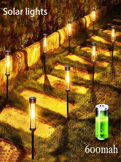1/2/4/6/8/12pcs Outdoor Solar Powered Flame Lights, 51LED Solar Torchlight, Flickering Flame For Outdoor Decoration, Waterproof Garden Lighting, Solar Powered, Landscape Lighting Fixture And Outdoor Yard Garden Path Solar Lights, Suitable For Halloween, Christmas Home Holiday Decoration