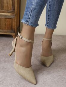 Elegant Pointed Toe High Heels, Versatile Slip-On Summer Sandals For Dress - Apricot - View 6