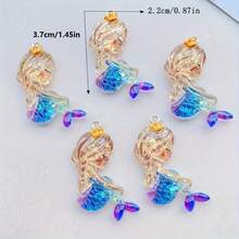 5/10 件彩色树脂可爱卡通美人鱼公主吊坠 - 时尚饰品适合制作耳环、手链和钥匙扣 - 节日主题的 DIY 珠宝材料 - 吊墜 - 查看 2