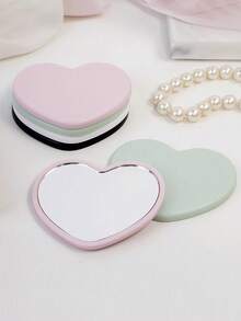 18 pezzi set di specchi da viaggio a forma di cuore portatili e carini, piccoli specchi da viaggio compatti per il trucco, con 6 specchi a forma di cuore, 6 sacchetti di organza, 6 cartellini di ringraziamento, ideali per feste da principessa, addii al nubilato, matrimoni, anniversari - Multicolore - Visualizzare 3