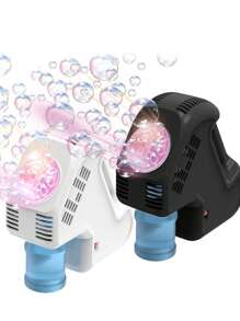 Máquina de burbujas automática de mano para niños, juguete con múltiples agujeros, 2 opciones de color (Baterías y solución de burbujas no incluidas)