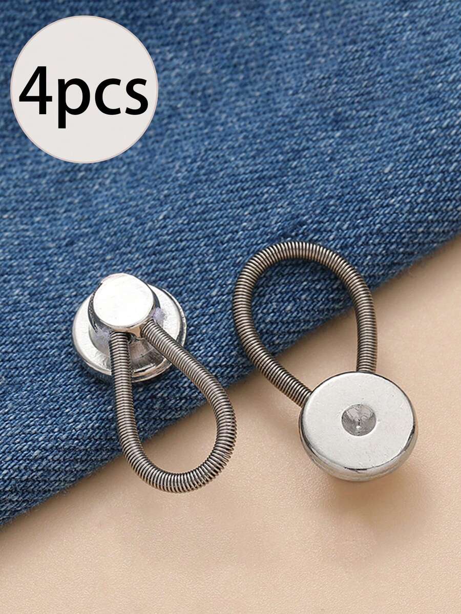4 Metal Spring Extension Buckles, Enlarged And Detachable, Suitable For Collars, Elastic Shirts, Jeans - Multicolor - View 1