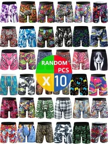 Random10Packs Fashion Printed Men's Underwear Casual Shorts Lengthened Men Men's Boxer Briefs Underwear Shorts Boxer Underwear Shorts - Multicolor - View 1