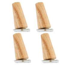 4-Piece Wooden Furniture Leg Set - Natural Wooden Chair Legs, Straight/Bevel Style, 4 Base Plates, 4 Non-Slip Pads And 16 Screws For Armchairs, Dressers, Sofas, Tables.