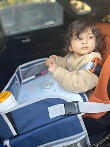 1pc Multifunctional Car Tray Baby/Child Seat Learning Entertainment Table Main Passenger Seat Back Storage Lightweight And Easy To Carry Equipped With Cup Holder To Prevent Items From Sliding Removable Storage Bag To Increase Storage - Pink - View 2