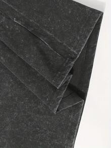 Childhood Memories Of Pete Cat Pure Cotton Short Sleeved Round Neck T-Shirt, Retro Washed T-Shirt - Retro Washed Appearance, Comfortable Casual T-Shirt - Black - View 5