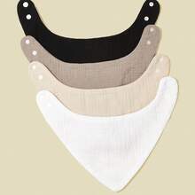1pc Personalized Custom Baby Bib, Text Embroidery, Soft Cotton Material, Baby Gift, Commemorative Necessity - Black - View 5