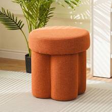 1pc Minimalist Round Soft Stool, Bedroom/Living Room Makeup Bench, Solid Color Soft Shoe Changing Bench - Multicolor - View 12