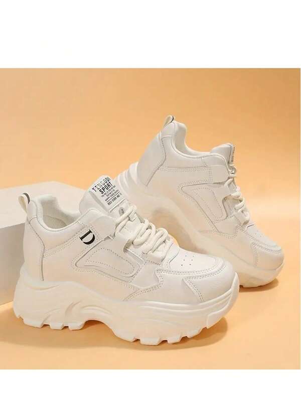 Women's Chunky Sneakers With Hidden Wedge Heel, Retro/Chunky Sneakers, Versatile Casual Platform Sneakers, Spring & Autumn 2025