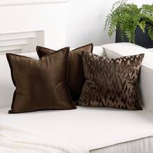 4pcs/Set Modern Style Soft Furnishings Combination, Polyester Velvet Throw Pillow Cover Set, 18x18inch, Pillow Inserts Not Included - Coffee Brown - View 2