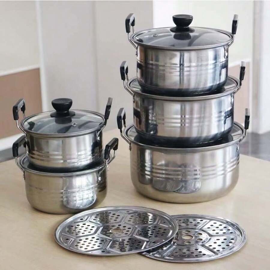 CASAMAX WL 5-Piece Stainless Steel Cookware Set – Strength And Style For Your Kitchen - Silver - View 1