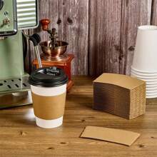 25/50/75/100pcs Disposable Kraft Paper Coffee Cup Sleeves, Heat Insulated Non-Slip Holders, Suitable For Hot & Cold Drinks, Coffee, Tea, Bubble Tea, Party Supplies