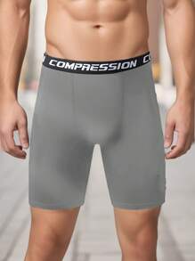 3pcs Men's Plus Size Athletic Shorts, High Stretch Suitable For Running, Swimming, Cycling, Sports Compression Bermuda