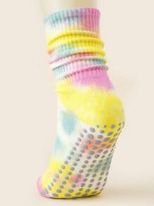 1 Paar / 4 Paar bunte Batik Mittelfuß Yoga Socken für Frauen, eleganter Retro-Stil für Pilates, Yoga, Gym, Zuhause, rutschfeste Silikonpunkte an der Unterseite, atmungsaktiv für alle Jahreszeiten