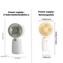 1pc Back-To-School Mini Handheld Fan With Strap, Battery Not Included (2x Size 7 Batteries Required) - Multicolor - View 3
