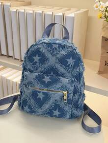 Minimalist Fashion Women Mini Backpack, Versatile Casual Backpack, School Backpack - Blue - View 3