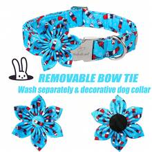 Babole Pet 4th Of July Dog Collar With Flower – Adjustable Patriotic Pet Collar For Small, Medium & Large Dogs, Red White Blue American Flag Design, Secure Metal Buckle – Independence Day - Ice-cream - View 5