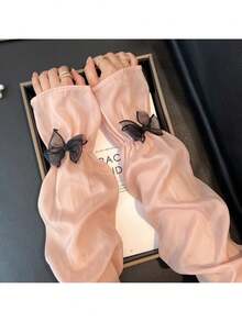 1 Pair Women's Multi-Color Bow Lace Mesh Oversized Lightweight Breathable Soft Anti-UV Vintage Elegant Sweet Casual Fashion Versatile Arm Sleeve Suitable For Women's Daily Or Outdoor Wear In Spring And Summer - Multicolor - View 8