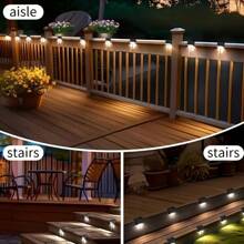 12/24 Pieces Solar Fence Lights - Outdoor Deck & Ladder Lighting With Warm White Glow, Easy To Install, Suitable For Garden, Patio, Patio & Passage, Patio Decorative Lights IP55