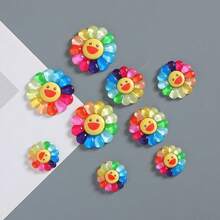 30/60PC Cute Sunflower Charms Ornaments Flatback Rainbow Flower Resin  Faces Charms Bulk Creative Decor For DIY Hair Accessories & Phone Cases - 60PCS - 查看 5