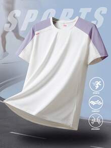 Camisetas para mujer para deportes y actividades al aire libre, ropa de primavera y verano, tops activos, de manga corta, para uso diario y casual, para correr, entrenar, tenis, golf, hockey y equitación, cómodas y holgadas - Púrpura polvoriento - Ver 4