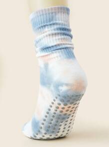 1 Paar / 4 Paar bunte Batik Mittelfuß Yoga Socken für Frauen, eleganter Retro-Stil für Pilates, Yoga, Gym, Zuhause, rutschfeste Silikonpunkte an der Unterseite, atmungsaktiv für alle Jahreszeiten