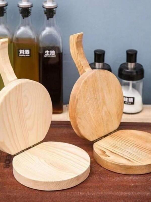 1pc/2Pcs Wooden - Handled Flour Mill With A Round Pastry Mold Is A Kitchen Essential. It Can Make Dumpling Wrappers, Baozi Skins, Mochi, And More, Perfect For Home Use.