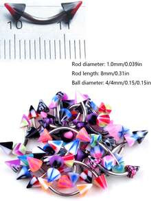 45pcs/Pack Stainless Steel Tongue, Eyebrow, Nose Ring & Lip Piercing Jewelry, 9 Styles 5pcs Each