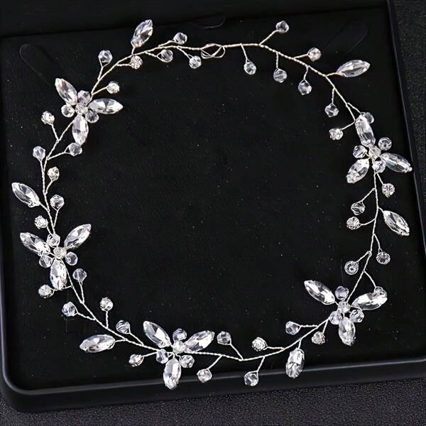 1 Stück kristallsilberfarbenes Haarband, handgefertigter Prinzessin Haarreif, Diadem Krone für Frauen, Braut Hochzeit Haraccessoires, Schmuckgeschenke