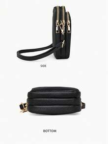 1pc Women's PU Leather Fashion Zipper Crossbody Phone Shoulder Bag, Multifunctional Handbag Wristlet Wallet