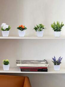 6pcs Mini Artificial Succulent Plants With White Pots, Suitable For Office Desk, Window Sill, Bookshelf Decor, Green Plant For Mother's Day, Party Tabletop, Graduation Season, Multifunctional Artificial Decor,Garden Decor,Outdoor Plant,Gardening,Fake Flowers