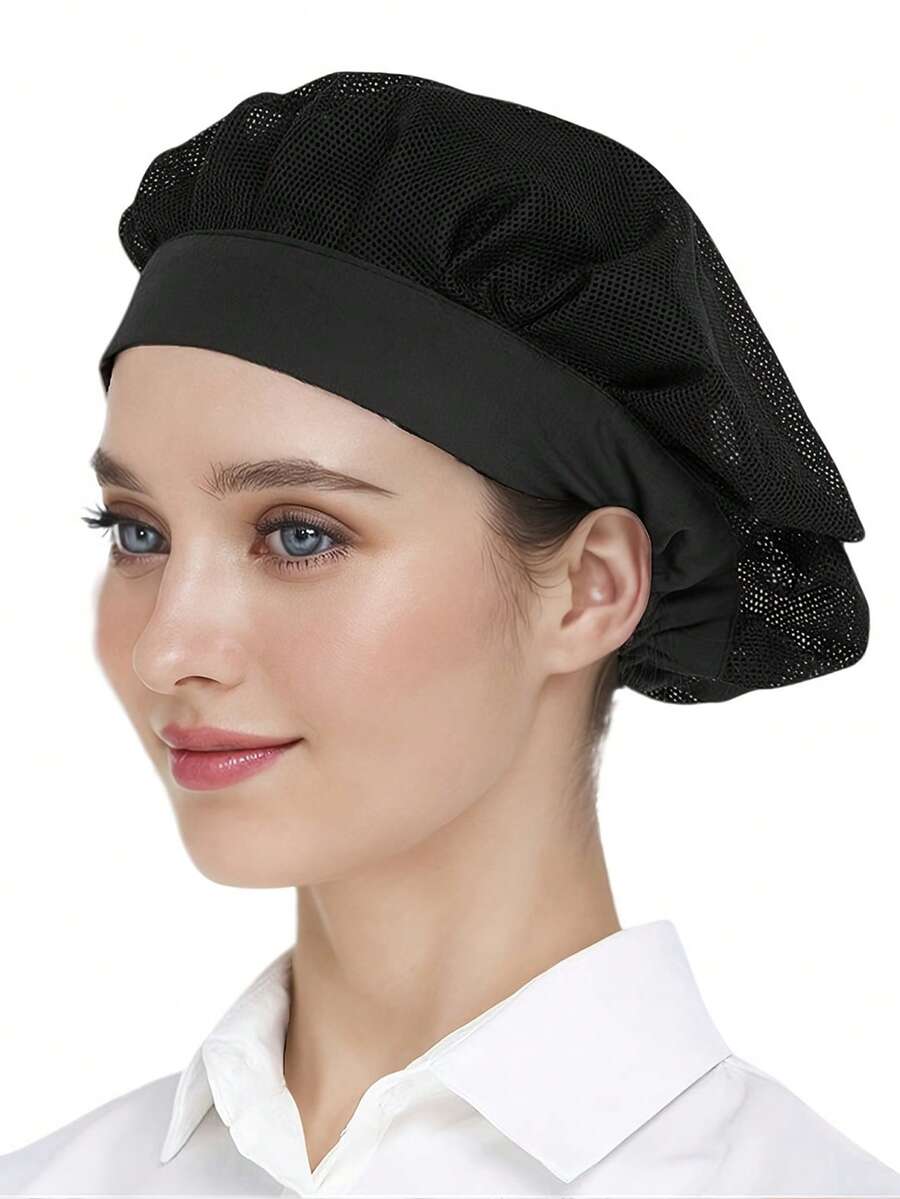 1Pc Breathable Mesh Chef Hat Kitchen Cooking Chef Hat Adjustable Food Service Hair Net Reusable Washable Mesh Bouffant Hat