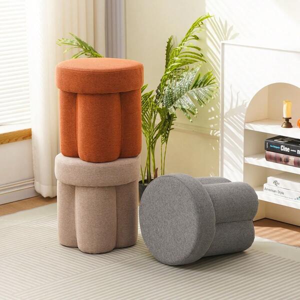 1 Stück minimalistischer runder weicher Hocker, Schminktisch für Schlafzimmer/Wohnzimmer, einfarbiger weicher Schuhwechselbank