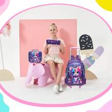 女童滚轮背包带轮子小学生幼儿园中小学生足球拉杆书包女童书包