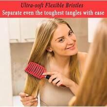 KTKUDY Detangling Brush Boar Bristles Hairbrush Make Hair Shiny & Healthier Curved And Vented Detangler Brush For Women Men Kids Wet & Dry Hair (Light Green)Halloween Christmas New Year - Đỏ - Xem 5