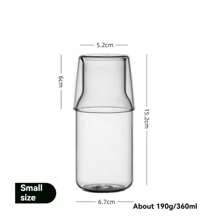 500ml/360ml Small Bedside Water Carafe And Glass Set With Tumbler Glass For Nightstand Bedroom, Heat-Resistant Borosilicate Glass Carafe Set, Juice Milk Water Drinkink Cup Carafes, Clear