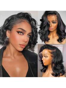 波浪鲍勃混合发 13x4 透明蕾丝前假发 180% 密度短假发 预先拔下的婴儿头发 预先剪好的蕾丝 无需胶水即可佩戴 适合女性日常佩戴 长度 8-16 英寸 假发（混合假发 - 人发和合成纤维混合）假发人发混合发/女性人发混合发假发/人发混合蕾丝前假发/无胶假发/漂白结/蕾丝假发/化装派对/万圣节 - SNatural - 查看 8