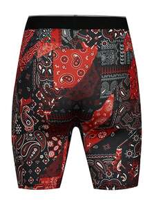 Men's Fashion Patchwork Print Boxer Briefs - Black - View 2