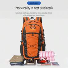 1pc Backpack With Dual Shoulder Straps, Practical Pockets, Colorblock, Outdoor Hiking Camping Backpack, Breathable & Supportive Back Design - Orange - View 3