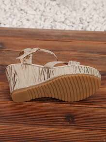 Bohemian Summer New Thick Bottom Wedge Strap Round Toe High Heel Sandals For Women