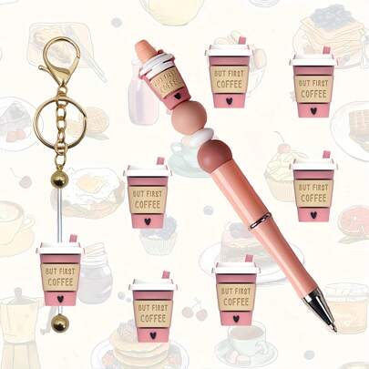 6 قطع خرزات سيليكون شكل مقهى 3 أبعاد ، خرزات حرفية دائمة DIY للألبوم الفني والمجوهرات وديكور المنزل